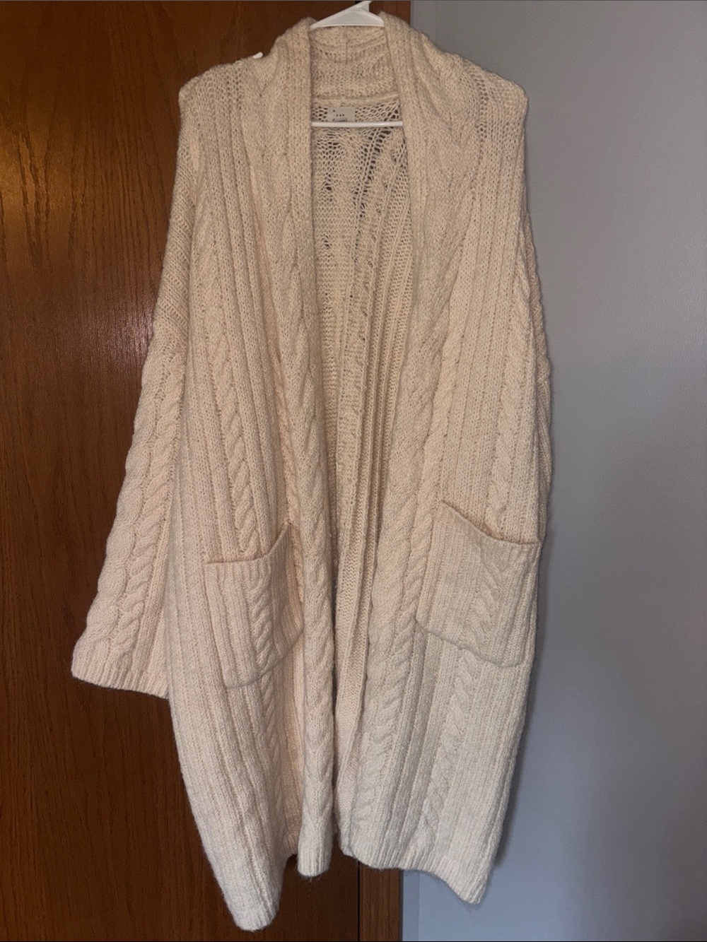 a new day Cream Cable Knit Open Front Cardigan